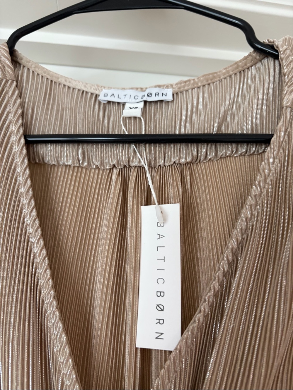 Baltic Born Pleated Metallic Taupe Dress